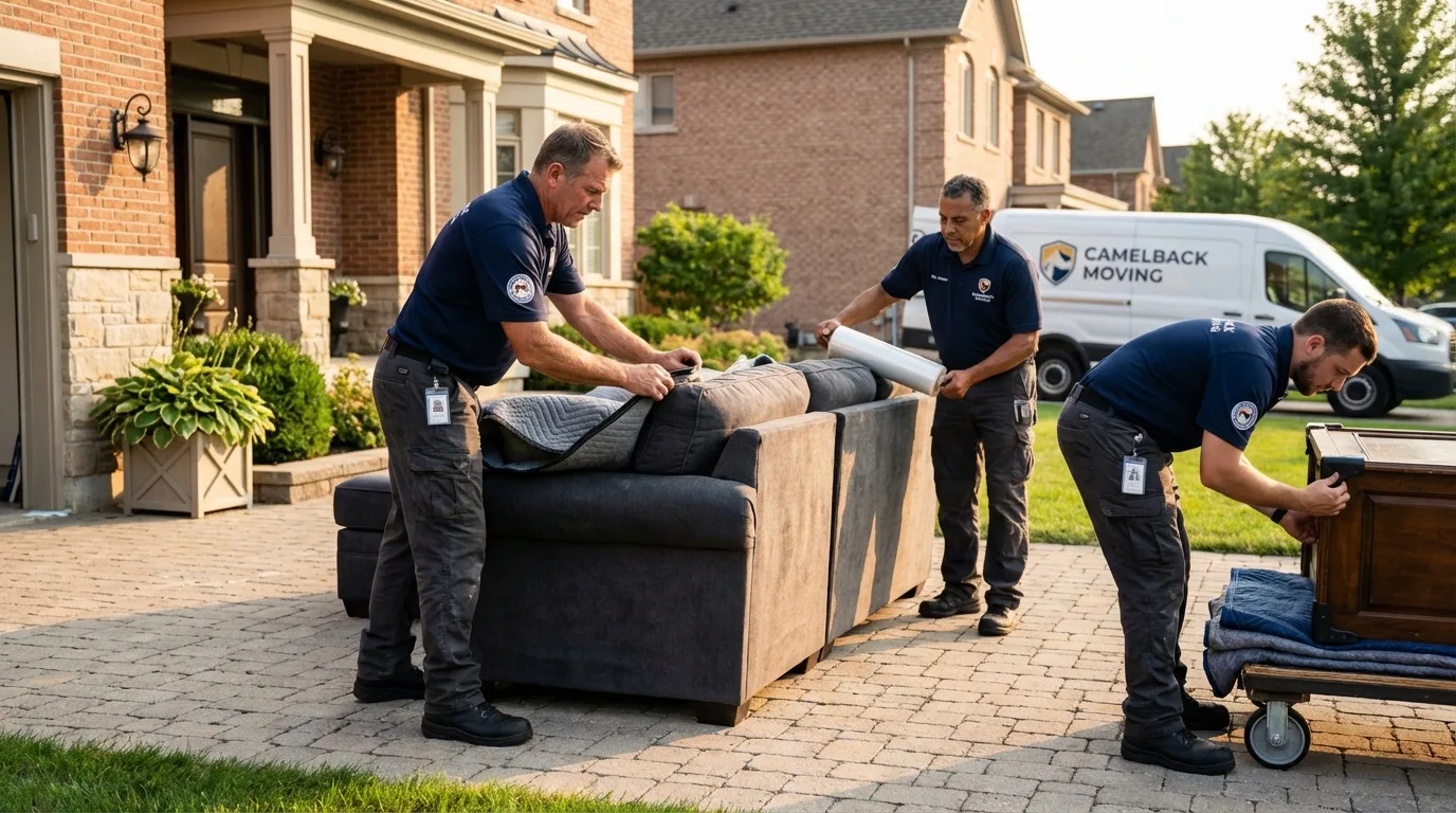 Large estate moving crew wrapping furniture in Warwick, NY